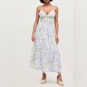 Hill House The Dottie Nap Dress - Blue Hydrangea size xl